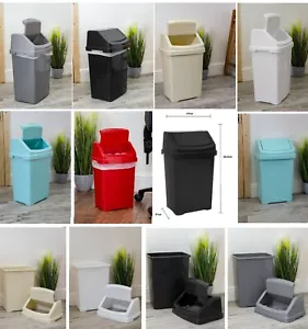 PLASTIC SWING TOP BIN WASTE 5L 8L 15L 25L 50L RUBBISH DUST HOME KITCHEN OFFICE - Picture 1 of 18