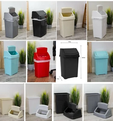 WHAM PLASTIC SWING TOP BIN WASTE 5L 8L 15L 25L 50L RUBBISH DUST HOME KITCHEN OFFICE