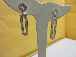 Elegantes pendientes colgantes de circonio cúbico ovalados de 1 5/8 pulgadas 0,925 SS 7,2 gramos - Imagen 1 de 4