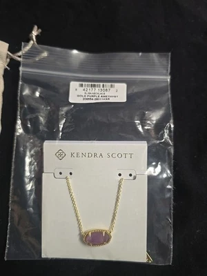 Collar colgante ovalado Kendra Scott Elisa en amatista y chapado en oro Foto 1 de 4