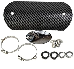 1*Muffler Heat Guard With Clamp Exhaust Pipe Head Shield Cover Carbon Fiber Look - Picture 1 of 23