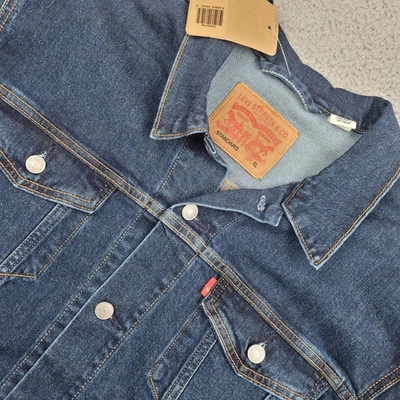 Levi Strauss & Co Mens Standard Denim Jacket Blue XL Cotton Blank Red Tab Irreg - Image 1 of 4