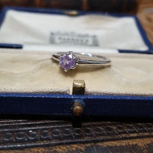925 Sterling Silber Ring, natürlicher Rose de France Amethyst Ring, Größe Q US 8  - Bild 1 von 8