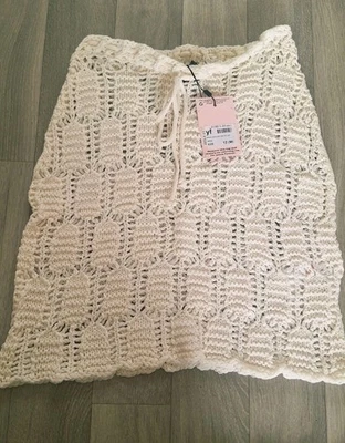Minifalda Missguided Crema Crochet - Reino Unido 10/12 UE 38/40 EE. UU. 6/8 - NUEVA CON ETIQUETAS Verano... Foto 1 de 4