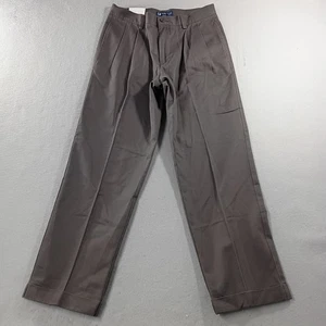 Izod American Chinos Classic Fit Gray Double Pleated Pants Mens Sz Actual 30x29 - Picture 1 of 7