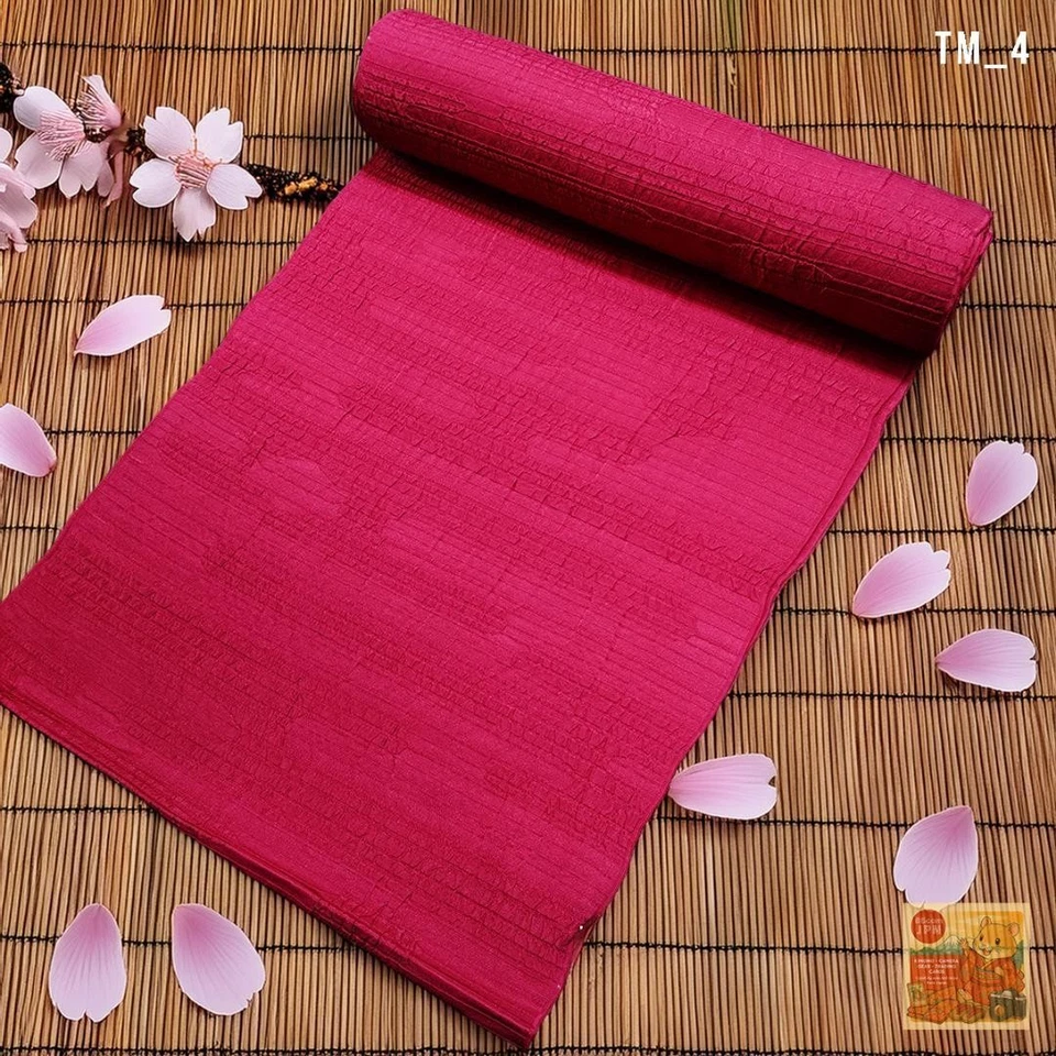 Tela Kimono Seda Color Enji Liso Shibo Un Rollo Perno Tamaño 36cm x 810cm Foto 1 de 3