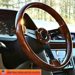 Volante Coche 14" Clásico Grano Madera Remachado Ligero Empuñadura Madera Universal - Imagen 1 de 12