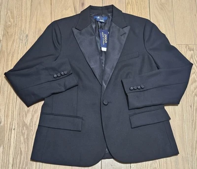 NUEVO CON ETIQUETAS Polo Ralph Lauren Mujer Negro Botón Único 100% Lana Blazer Chaqueta $598 Foto 1 de 4