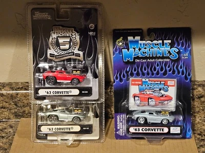 Chevy Corvette '63 1963 Muscle Machines rojo azul plata 2005 2000 Foto 1 de 4