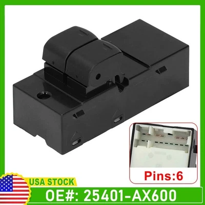 Interruptor de ventana eléctrica delantero izquierdo para Nissan Micra III K12 2003-2010 25401-AX600 Foto 1 de 4