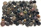 Fabulous Collection of 19th Century Black Glass Buttons w Various Finishes