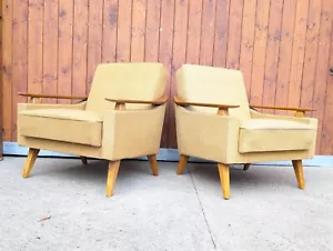 60er Vintage Poltrona Retrò 2x Easy Sedia Danish 60s Ufficio Medio Secolo G - Foto 1 di 21