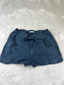 Vince Mini Shorts Womens Size Medium Navy Linen Cotton Waistband Lightweight - Picture 1 of 9