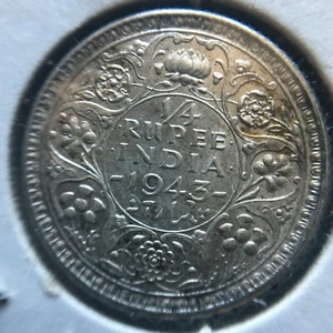 India-British 1943C 1/4 Rupee A418 - Picture 1 of 2