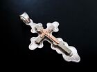 ORTHODOX STERLING SILVER & GOLD CROSS PENDANT FROM JERUSALEM HOLY LAND, BLESSED