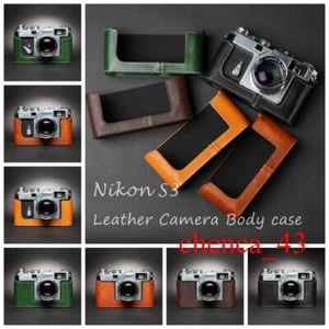 Handmade Half Case Genuine Leather Retro Cover Insert for Camera Nikon S2/S3/SP - Picture 1 of 33