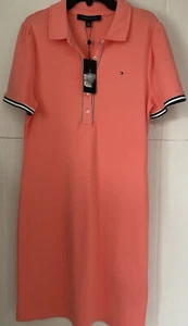 TOMMY HILFIGER womens collared Puff Sleeve knit dress shirt coral Small NWT - Picture 1 of 5