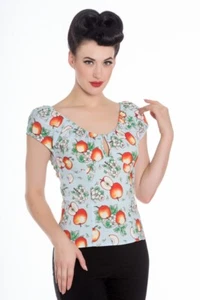 Hell Bunny Somerset Apples Top boho pinup rockabilly vintage retro SALE - Picture 1 of 2