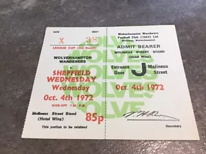 Wolverhampton Wanderers v Sheffield Wednesday 4 October 1972 Match Ticket - Picture 1 of 1