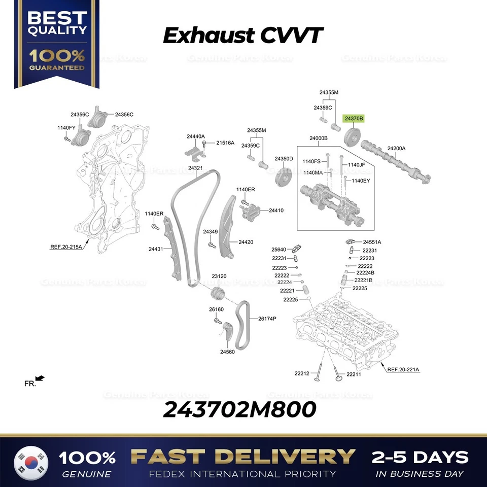 ⭐Genuino⭐ Escape CVVT 243702M800 para Hyundai Santa Fe Hybrid Kia Sorento Foto 1 de 1