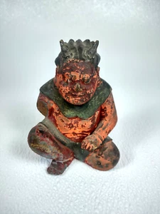 Japanese Oni Wood Carved Figurine Okimono Sculpture Statue Antique HTF Rare - Picture 1 of 7