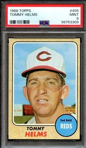 1968 Topps #405 Tommy Helms PSA 9 Tough Mint Cincinnati Reds 3309 - Picture 1 of 2