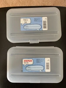 Staples Plastic Pencil Boxes, New-clear-teal-blue and pink - Picture 1 of 8
