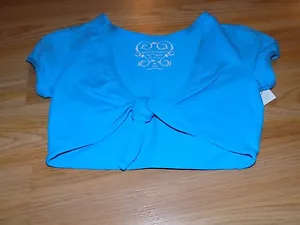 Size 14 Runs Small 10 Justice Solid Navy Blue Cropped Short Sleeve Shrug Jacket - Picture 1 of 3