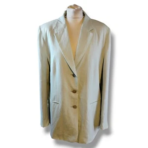 Philippe Adec Paris Womens Blazer Jacket Size UK 20 Pale Green Linen 3 Button - Picture 1 of 10
