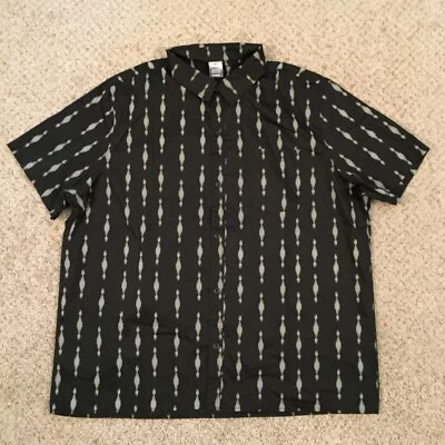Jockey Button Up Shirt Mens XL Black Gray Geometric Short Sleeve - Image 1 of 4