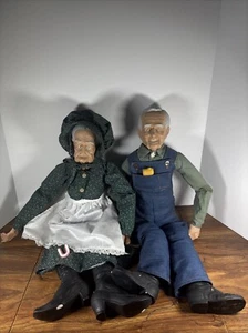 Vintage William Wallace Oma und Opa Porzellan Puppen mit Hammer & Zahnersatz - Bild 1 von 16