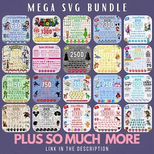 Mega SVG Bundle, SVG Files for Cricut, Silhouette Cut Files, Font Bundle,Clipart - Picture 1 of 10