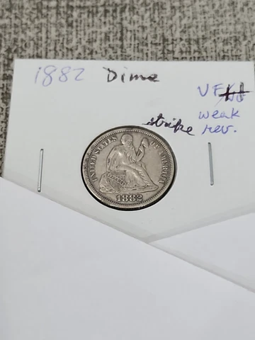 1882 Seated Liberty Dime VF++ Cover