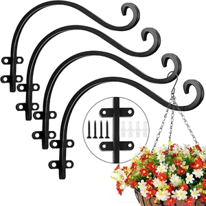 4 Pack 12 Inch Heavy Duty Plant Hanger Bracket Metal Wall Hooks - Picture 1 of 12