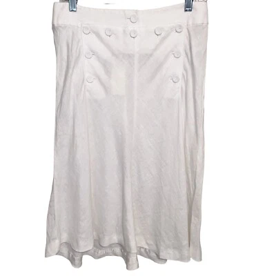 Falda J Crew Mujer Talla 4 100% Lino Blanco Marinero Preppy Náutica Costera Foto 1 de 4