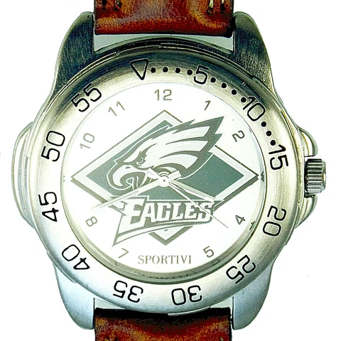Philadelphia Eagles Sportivi NFL NEW Unworn Mans Vintage 1997 Leather Watch! $75 Cover