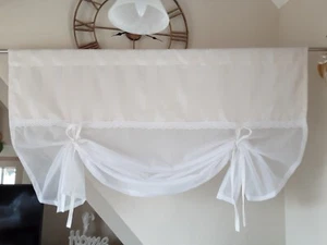 Raffgardine LANDHAUSSTIL GARDINE Vintage Shabby Chic Raffrollo Spitze 100x120 - Bild 1 von 6