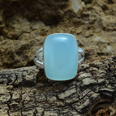 Aqua Chalcedony Ring 925 Streling Silver Ring Christmas Gift  All Size BM-655 - Image 1 of 4