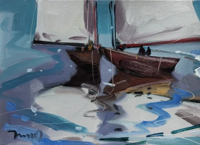 Impresión de Bellas Artes José Trujillo 16x20" Coleccionable Artista Veleros Navegación Mar Foto 1 de 4