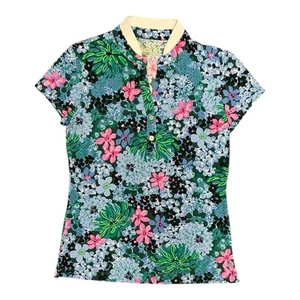 Top polo Lilly Pulitzer Frida cuello acanalado pequeña velada todo el día de lujo UPF 50+ - Imagen 1 de 5