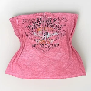 Harley Davidson Women's XL Halter Top Skull Pink Rockabilly Biker Grunge Y2k - Picture 1 of 7