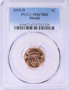 2010 D Lincoln Cent Shield PCGS MS67 RED Population only 46 - Picture 1 of 2