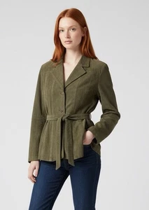 Chaqueta con cinturón Wilsons Máxima de cuero XL verde oliva gamuza Y2K - Imagen 1 de 11