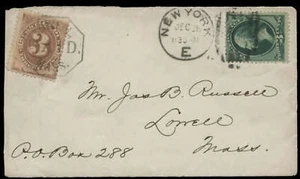 momen: US Stamps 1882 #J3 Postage Due on Cover - Picture 1 of 1