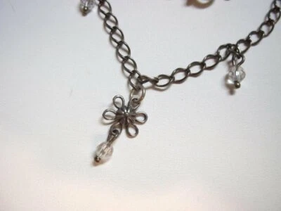 SILPADA Sterling Silver Crystal  Flower Charm Ankle Bracelet A1554  - Изображение 1 из 4