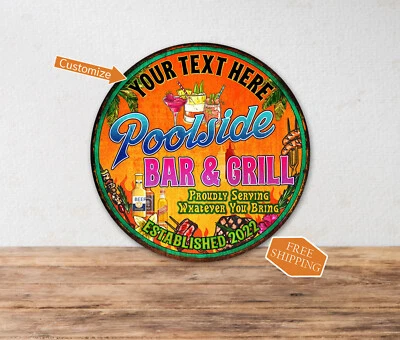 Letrero personalizado para decoración de bar y parrilla de piscina Tiki Paradise 14" redondo 100142002016 Foto 1 de 4