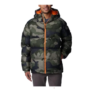 Columbia Men's Pike Lake II Puffer Hooded Jacket Stone Green Camo Print Size L - Picture 1 of 12