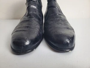 BOTTINO Leather Shoes Men US 9M Black Side Zipper Ankle Boots Genuine Ostrich - Picture 1 of 15
