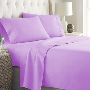 Extra Deep Pocket 4 PCs Sheet Set 1000 TC Egyptian Cotton Lavender Solid - Picture 1 of 11