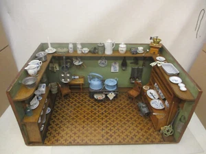 x-81608	Uralte Puppenküche um 1900 mit antikem Zubehör B:ca. 70cm,T:ca. 45cm - Bild 1 von 12